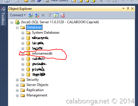 созданая база данных EntityFramework